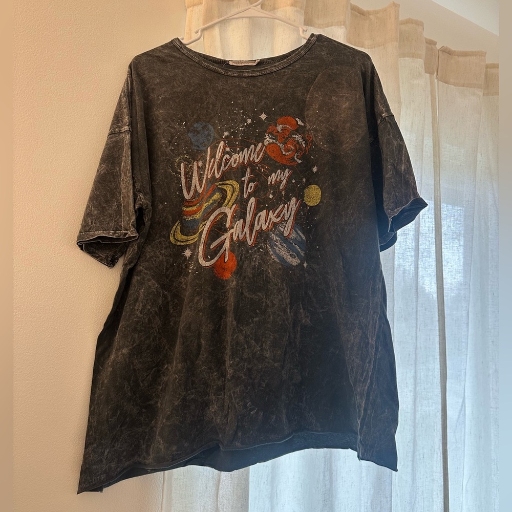 Welcome to My Galaxy Vintage-Style Graphic Tee - Black with Multicolor Print